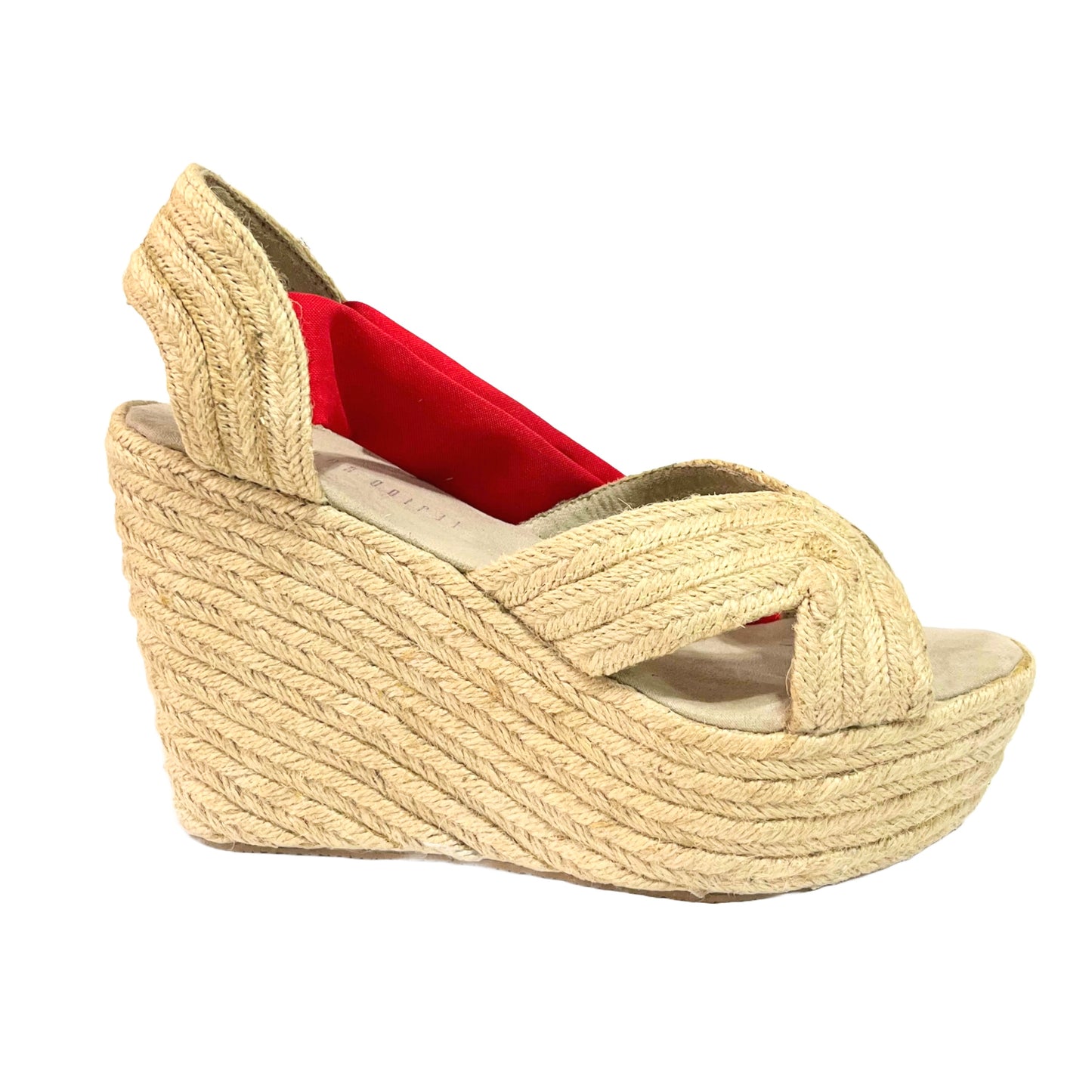 Plataformas rojas de amarrar al tobillo talla 39